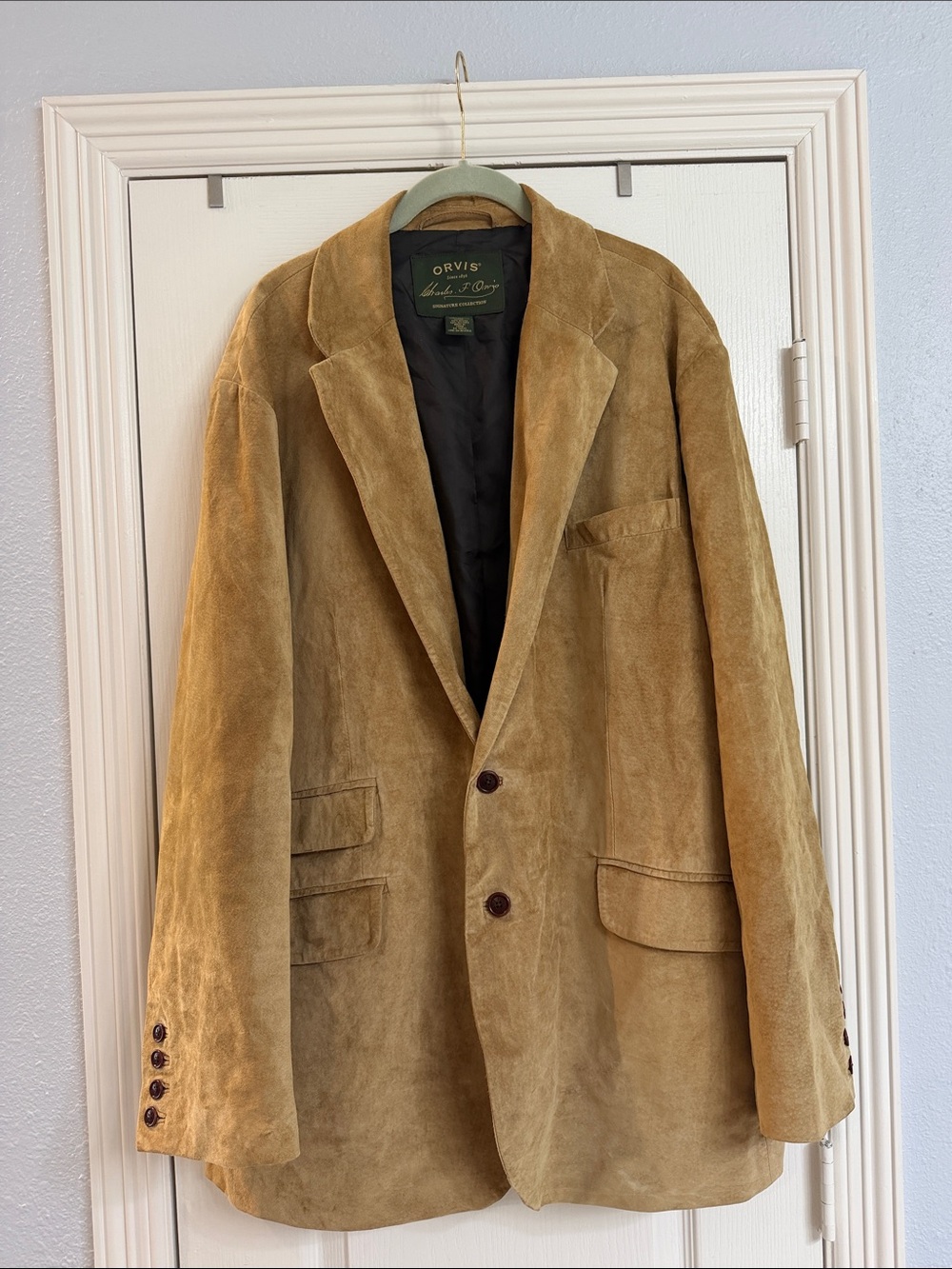 Orvis Men's Suede Leather Sport Coat in Tan Brown